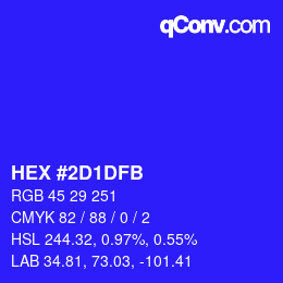 カラーコード: HEX #2D1DFB | qconv.com