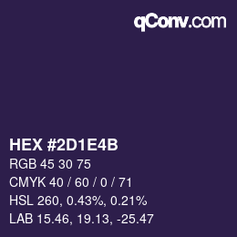 Color code: HEX #2D1E4B | qconv.com