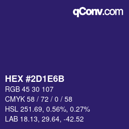 Color code: HEX #2D1E6B | qconv.com