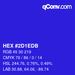カラーコード: HEX #2D1EDB | qconv.com