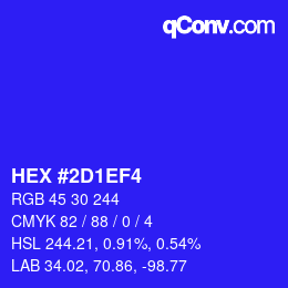 Color code: HEX #2D1EF4 | qconv.com