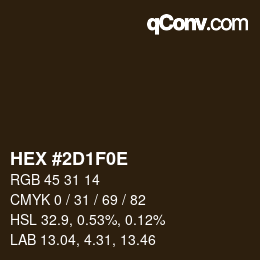 Farbcode: HEX #2D1F0E | qconv.com