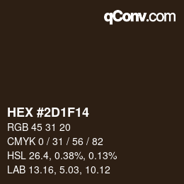 カラーコード: HEX #2D1F14 | qconv.com