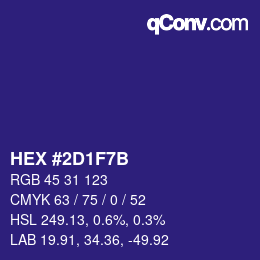 Color code: HEX #2D1F7B | qconv.com