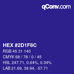 Color code: HEX #2D1F8C | qconv.com