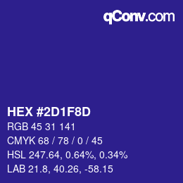 Color code: HEX #2D1F8D | qconv.com