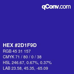 Color code: HEX #2D1F9D | qconv.com