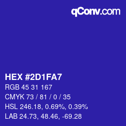 カラーコード: HEX #2D1FA7 | qconv.com