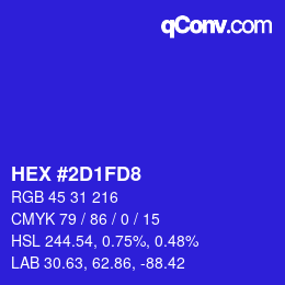 Color code: HEX #2D1FD8 | qconv.com