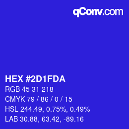 カラーコード: HEX #2D1FDA | qconv.com