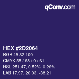 Color code: HEX #2D2064 | qconv.com