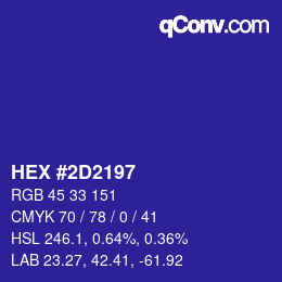 Farbcode: HEX #2D2197 | qconv.com