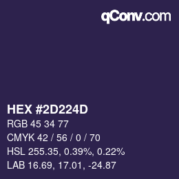 Color code: HEX #2D224D | qconv.com