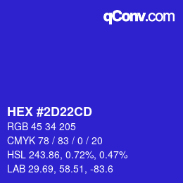 Color code: HEX #2D22CD | qconv.com