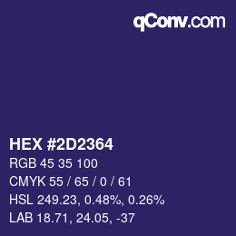 Color code: HEX #2D2364 | qconv.com