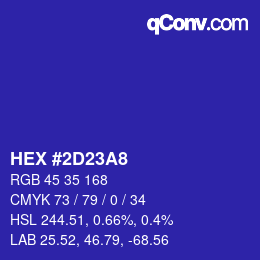 カラーコード: HEX #2D23A8 | qconv.com