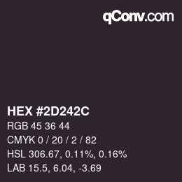 Color code: HEX #2D242C | qconv.com