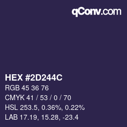 Color code: HEX #2D244C | qconv.com