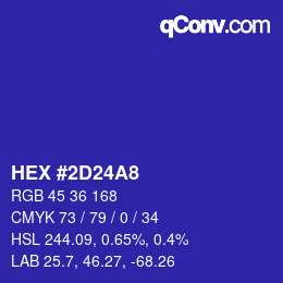 カラーコード: HEX #2D24A8 | qconv.com
