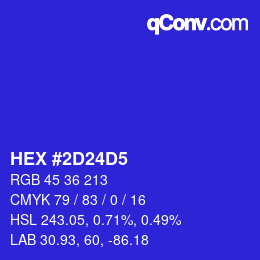 Color code: HEX #2D24D5 | qconv.com
