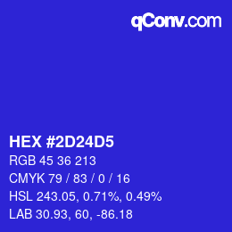 Color code: HEX #2D24D5 | qconv.com