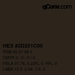 Color code: HEX #2D251C00 | qconv.com