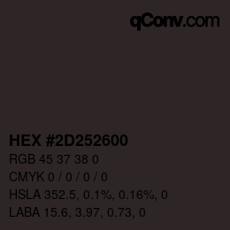 Code couleur: HEX #2D252600 | qconv.com
