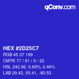 Color code: HEX #2D25C7 | qconv.com