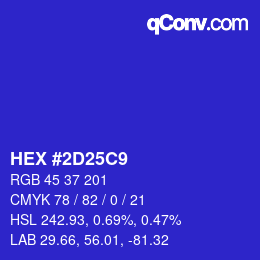 Color code: HEX #2D25C9 | qconv.com