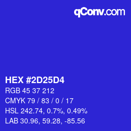 Color code: HEX #2D25D4 | qconv.com