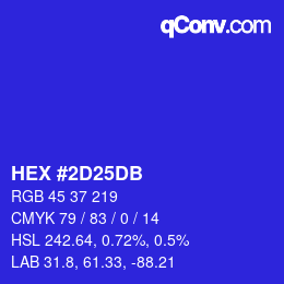 Color code: HEX #2D25DB | qconv.com