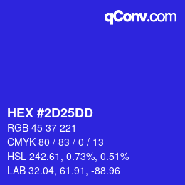 Color code: HEX #2D25DD | qconv.com