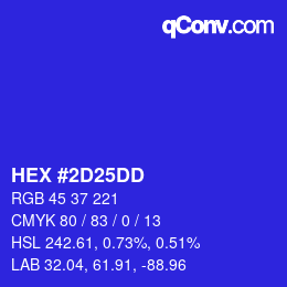 Color code: HEX #2D25DD | qconv.com