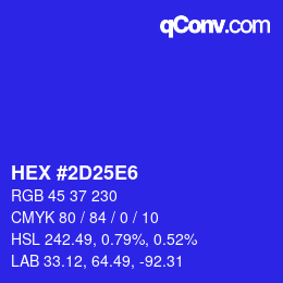Color code: HEX #2D25E6 | qconv.com