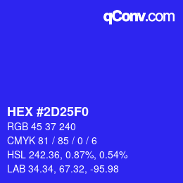 Color code: HEX #2D25F0 | qconv.com
