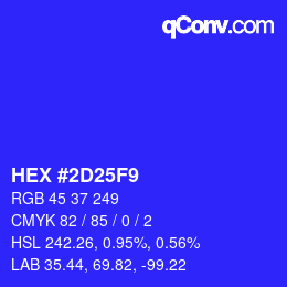 Color code: HEX #2D25F9 | qconv.com