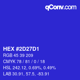 Color code: HEX #2D27D1 | qconv.com