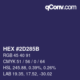Color code: HEX #2D285B | qconv.com