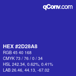Color code: HEX #2D28A8 | qconv.com
