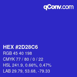 Color code: HEX #2D28C6 | qconv.com