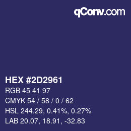 Color code: HEX #2D2961 | qconv.com