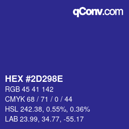 Color code: HEX #2D298E | qconv.com