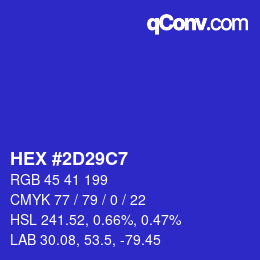 Color code: HEX #2D29C7 | qconv.com