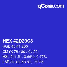 Color code: HEX #2D29C8 | qconv.com