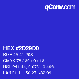 Color code: HEX #2D29D0 | qconv.com