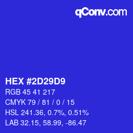 Color code: HEX #2D29D9 | qconv.com