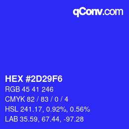 Color code: HEX #2D29F6 | qconv.com
