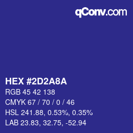 カラーコード: HEX #2D2A8A | qconv.com