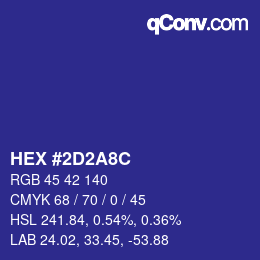 カラーコード: HEX #2D2A8C | qconv.com
