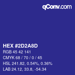 Color code: HEX #2D2A8D | qconv.com